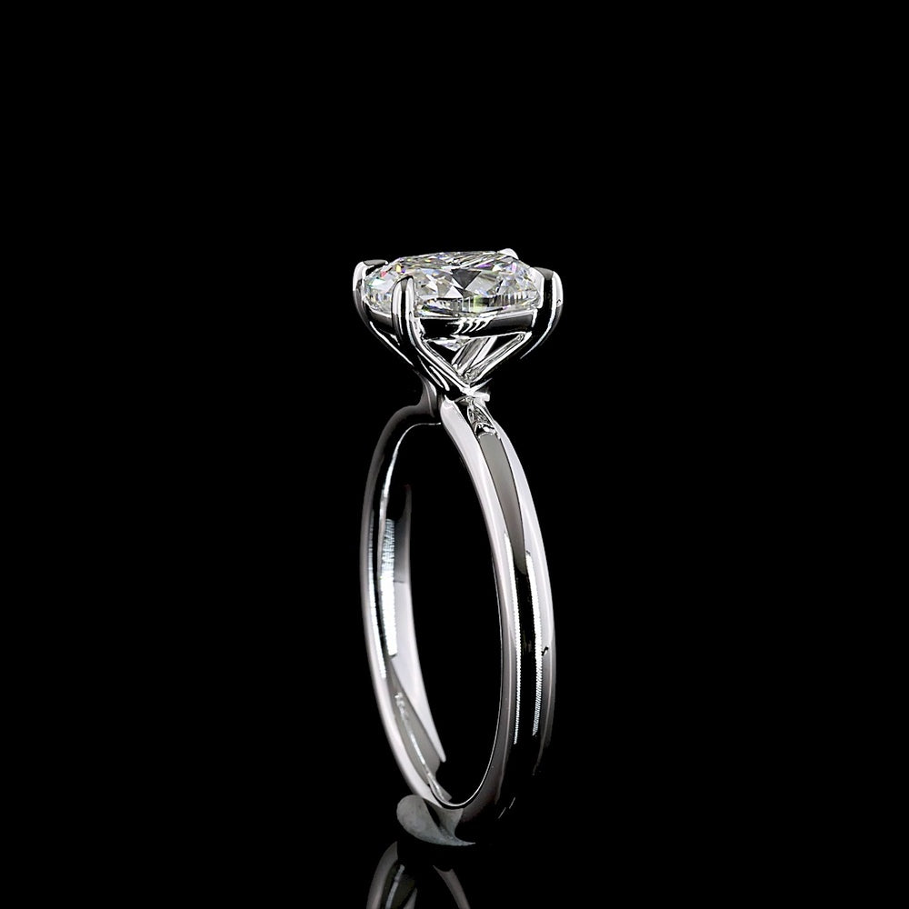 14K White Gold 1.5 Carat Cushion Modified Cut Solitaire Ring with D VS2 Lab Diamond - IGI Certified - Covaloro Fine Jewelry
