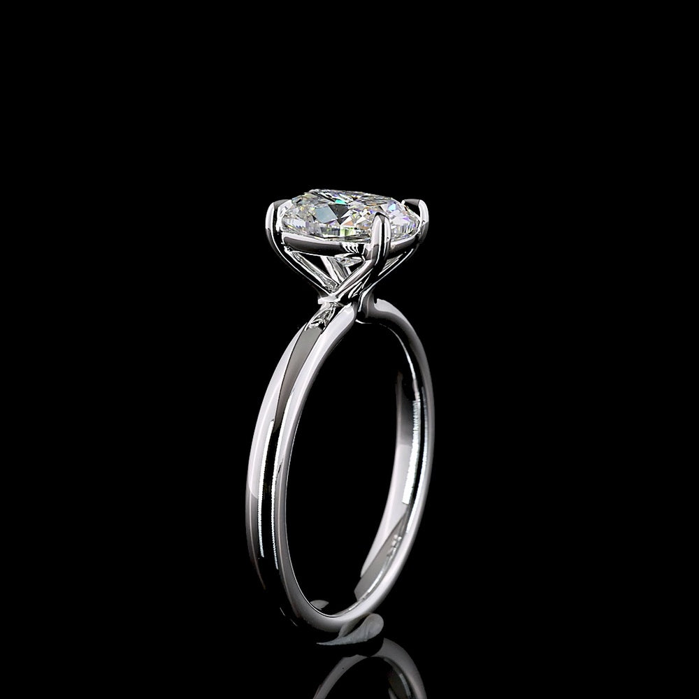 14K White Gold 1.5 Carat Cushion Modified Cut Solitaire Ring with D VS2 Lab Diamond - IGI Certified - Covaloro Fine Jewelry