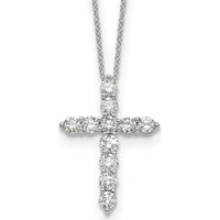 14K White Gold 1.5 Carat Diamond Cross Pendant Necklace - 18" by Monteluci Fine Jewelry