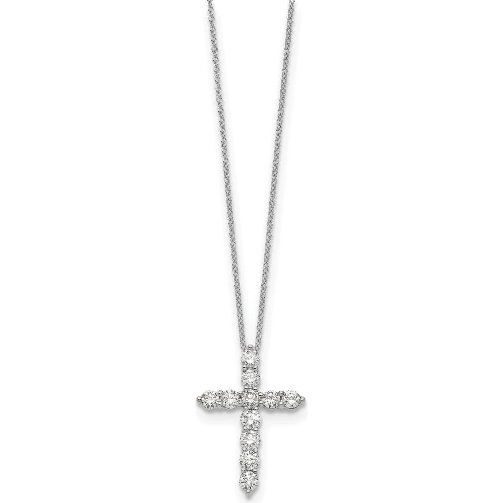 14K White Gold 1.5 Carat Diamond Cross Pendant Necklace - 18" by Monteluci Fine Jewelry