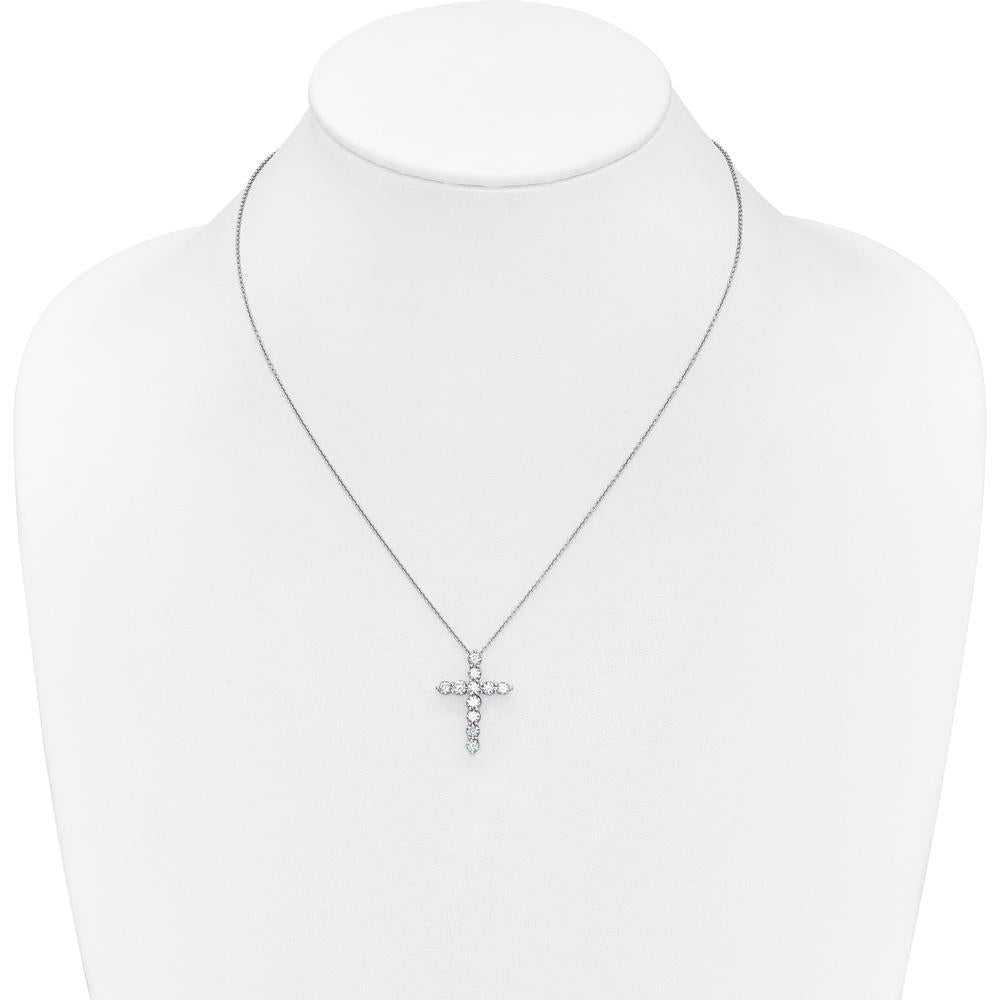 14K White Gold 1.5 Carat Diamond Cross Pendant Necklace - 18" by Monteluci Fine Jewelry