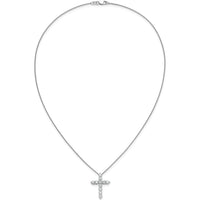 14K White Gold 1.5 Carat Diamond Cross Pendant Necklace - 18" by Monteluci Fine Jewelry