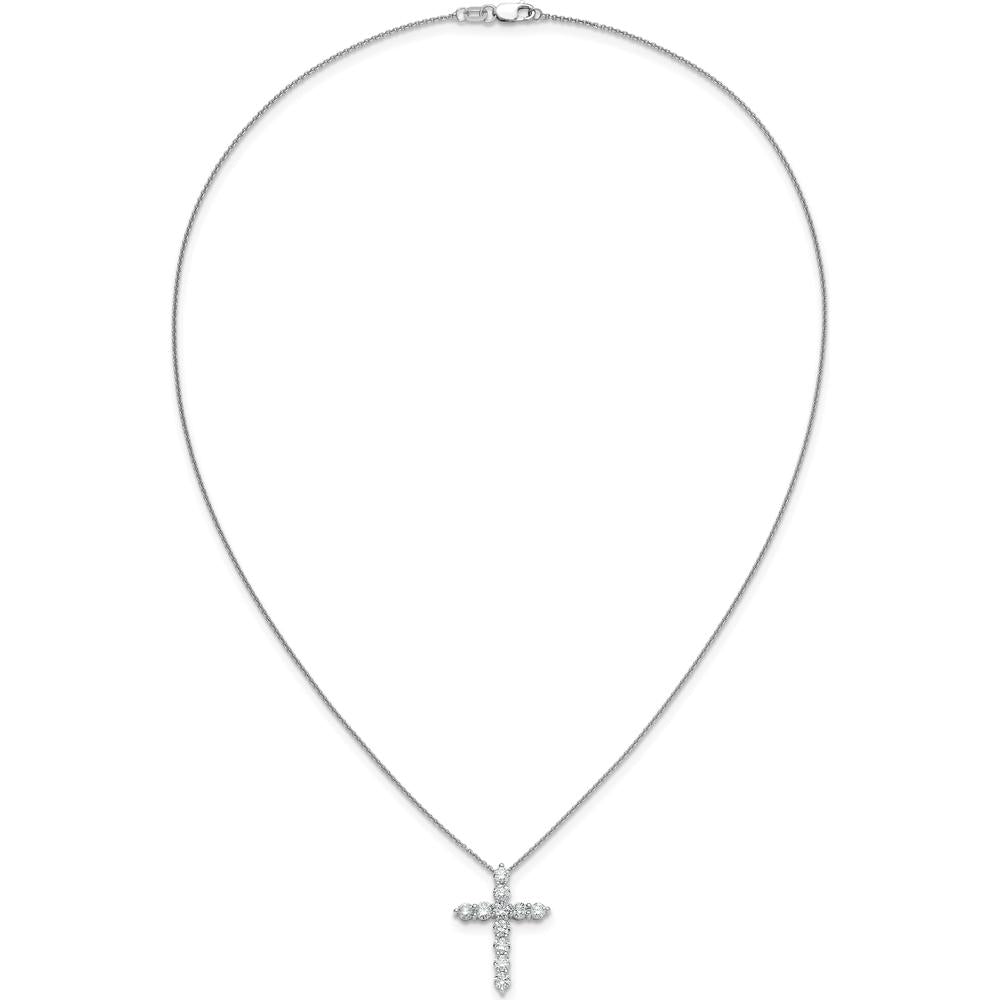 14K White Gold 1.5 Carat Diamond Cross Pendant Necklace - 18" by Monteluci Fine Jewelry