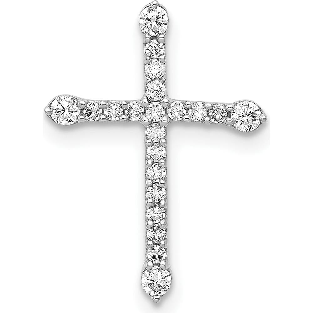 14K White Gold 1/5 Carat Diamond Cross Slide Pendant with Round Brilliant Diamonds by Monteluci Fine Jewelry