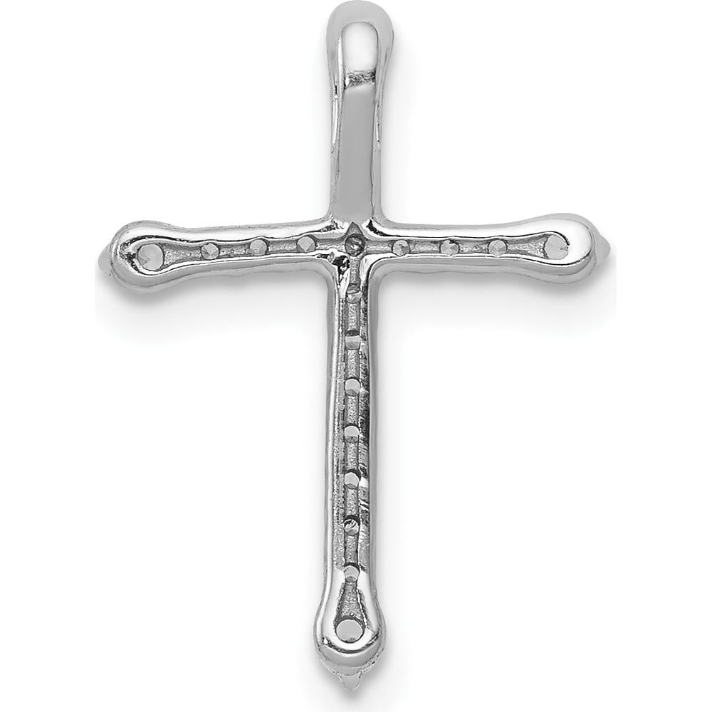 14K White Gold 1/5 Carat Diamond Cross Slide Pendant with Round Brilliant Diamonds by Monteluci Fine Jewelry