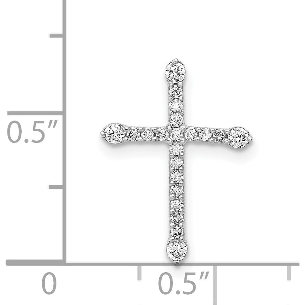 14K White Gold 1/5 Carat Diamond Cross Slide Pendant with Round Brilliant Diamonds by Monteluci Fine Jewelry