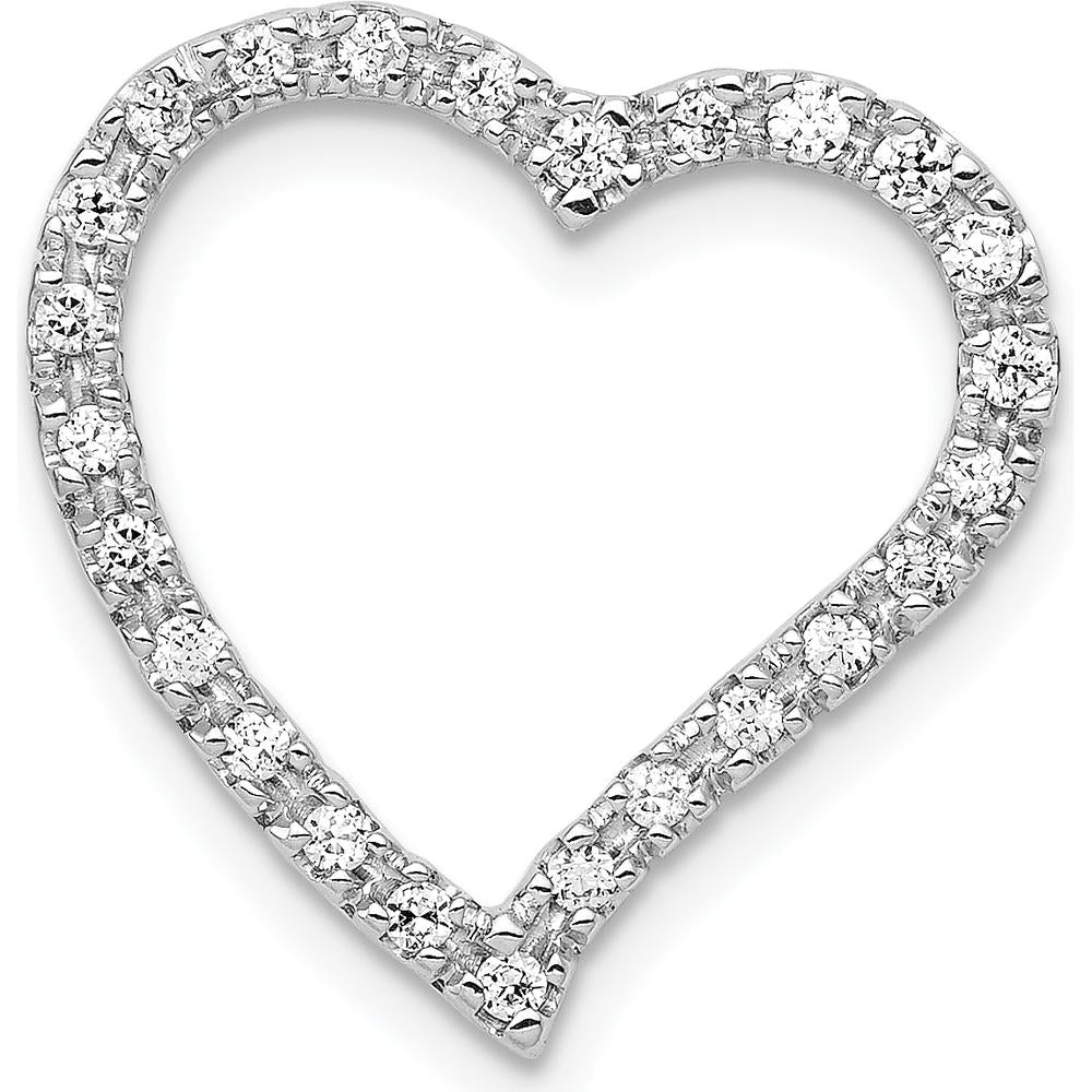 14K White Gold 1/5 Carat Diamond Curved Heart Slide Pendant by Monteluci Fine Jewelry