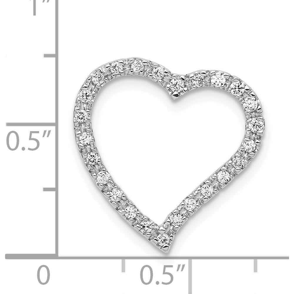 14K White Gold 1/5 Carat Diamond Curved Heart Slide Pendant by Monteluci Fine Jewelry