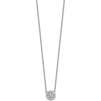 14K White Gold 1/5 Carat Diamond Halo Cluster Pendant Necklace - 0.20 Carat Total Diamond Weight by Oro Pregiato