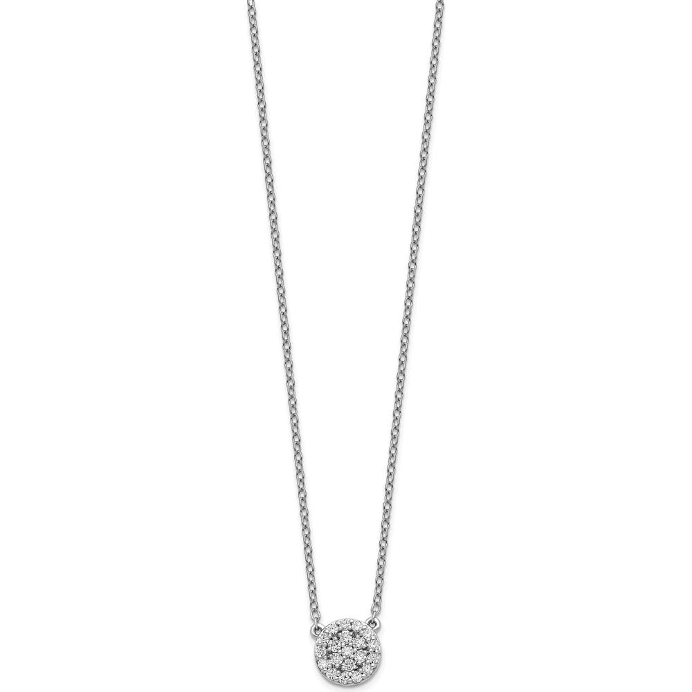 14K White Gold 1/5 Carat Diamond Halo Cluster Pendant Necklace - 0.20 Carat Total Diamond Weight by Oro Pregiato