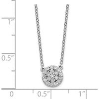 14K White Gold 1/5 Carat Diamond Halo Cluster Pendant Necklace - 0.20 Carat Total Diamond Weight by Oro Pregiato