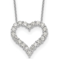 14K White Gold 1.5 Carat Diamond Heart Necklace - 18" Length by Monteluci Fine Jewelry