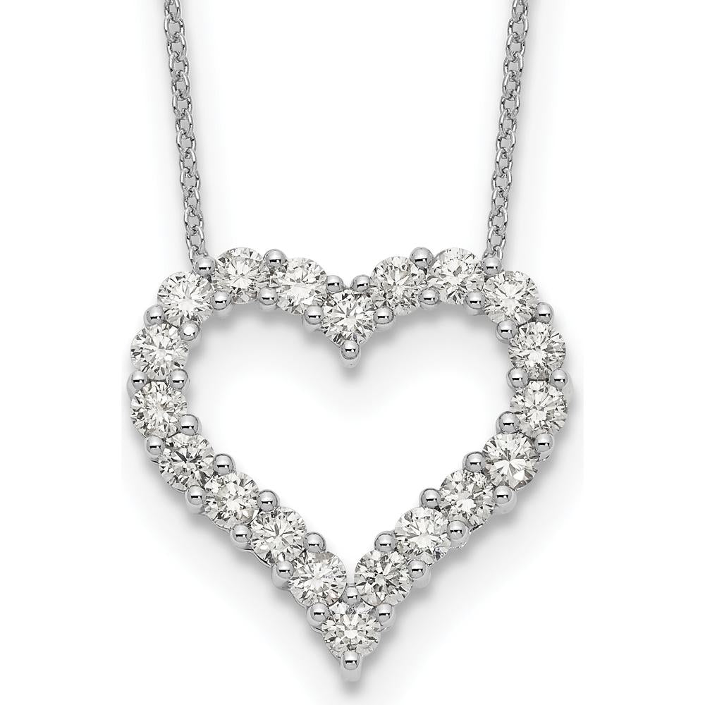 14K White Gold 1.5 Carat Diamond Heart Necklace - 18" Length by Monteluci Fine Jewelry
