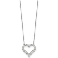 14K White Gold 1.5 Carat Diamond Heart Necklace - 18" Length by Monteluci Fine Jewelry