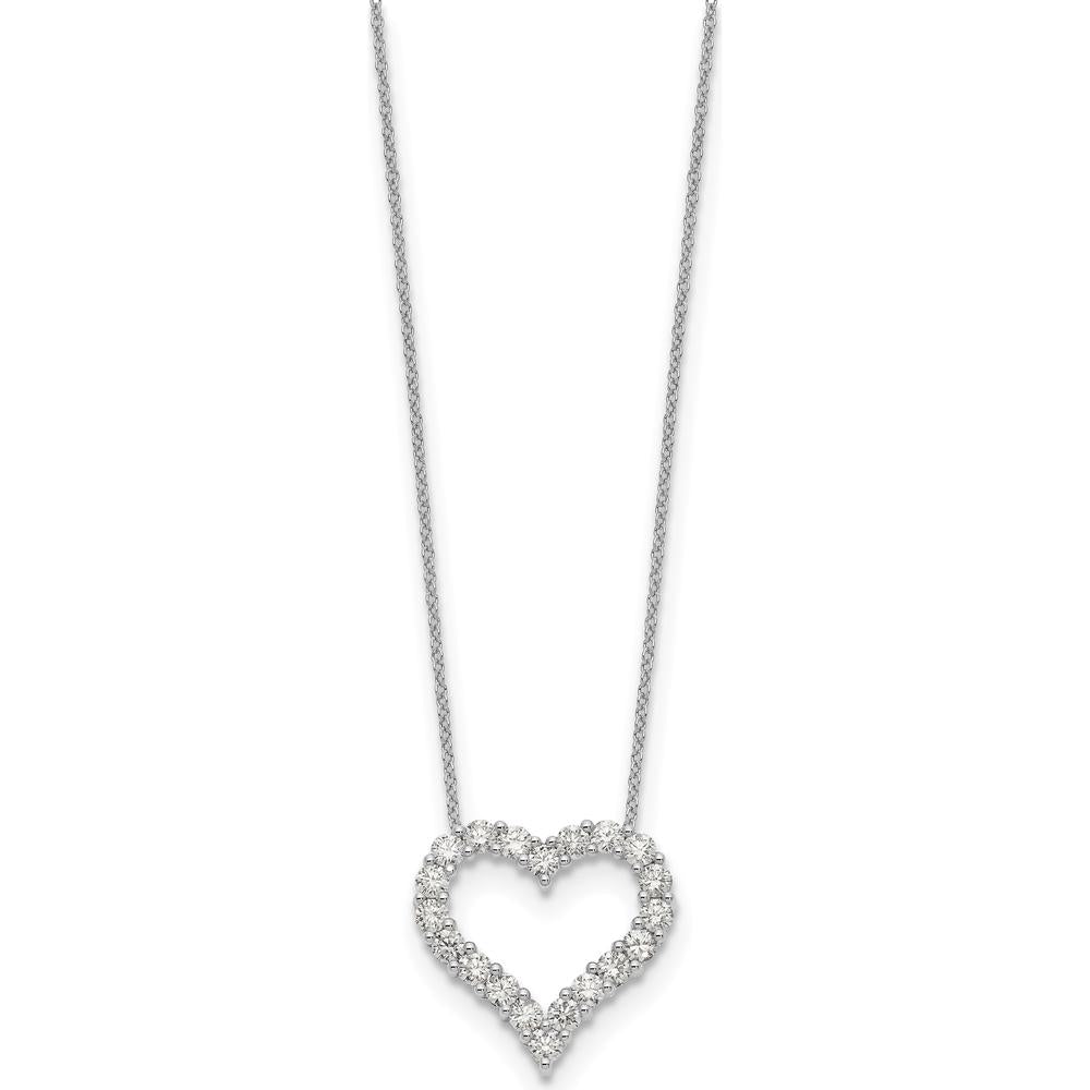 14K White Gold 1.5 Carat Diamond Heart Necklace - 18" Length by Monteluci Fine Jewelry