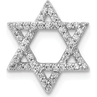 14K White Gold 1/5 Carat Diamond Star of David Pendant Slide - Rhodium Plated by Monteluci Fine Jewelry