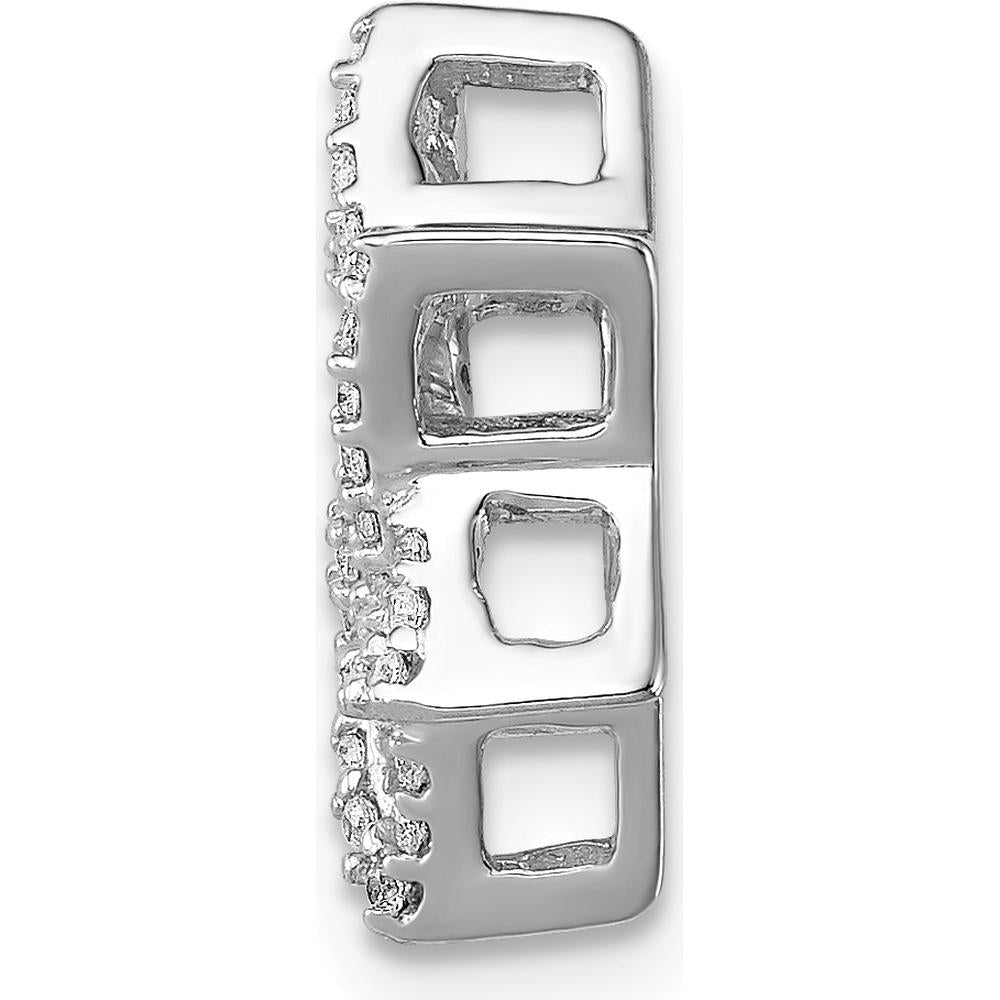 14K White Gold 1/5 Carat Diamond Star of David Pendant Slide - Rhodium Plated by Monteluci Fine Jewelry