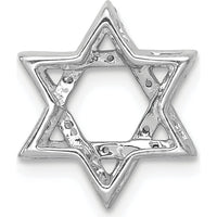 14K White Gold 1/5 Carat Diamond Star of David Pendant Slide - Rhodium Plated by Monteluci Fine Jewelry
