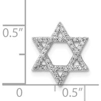 14K White Gold 1/5 Carat Diamond Star of David Pendant Slide - Rhodium Plated by Monteluci Fine Jewelry