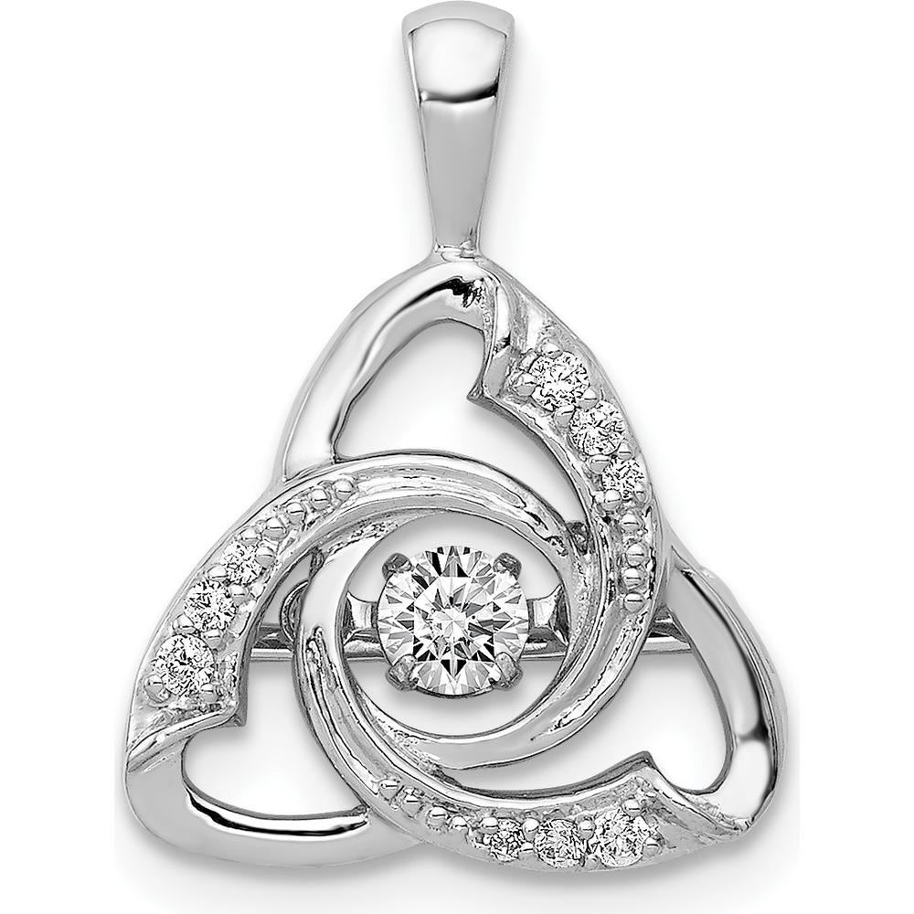 14K White Gold 1/5 Carat Vibrant Moving Diamond Celtic Pendant - 0.15 Carat Diamond by Monteluci Fine Jewelry