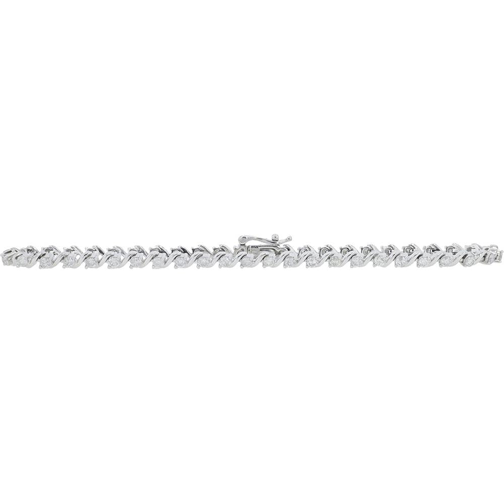 14K White Gold 1.50 Carat Diamond Tennis Bracelet - Classic Link Design