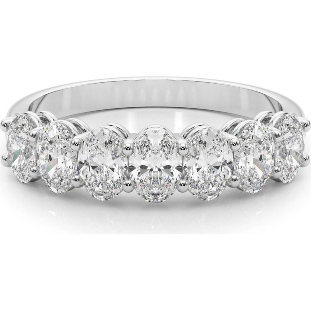14K White Gold 1.50 Carat Lab Diamond 7 Stone Oval Ring - Size 7 by Robinson's Jewelers