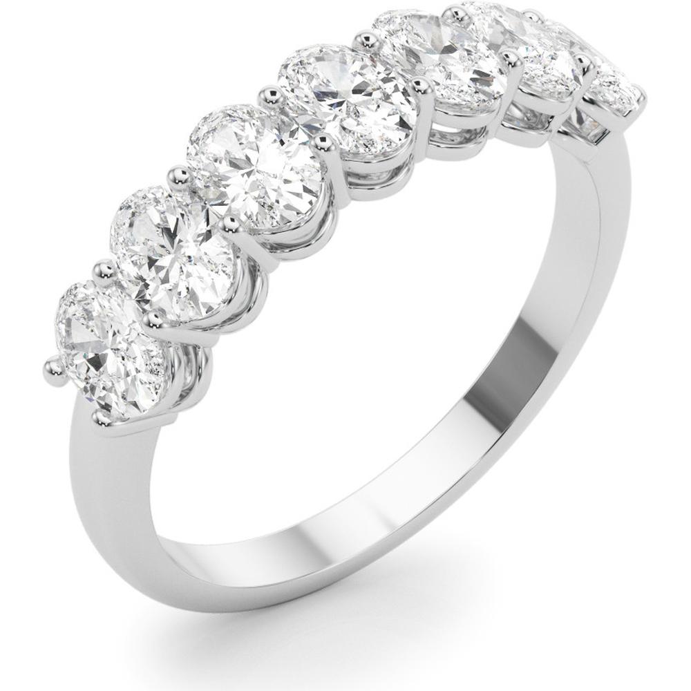 14K White Gold 1.50 Carat Lab Diamond 7 Stone Oval Ring - Size 7 by Robinson's Jewelers