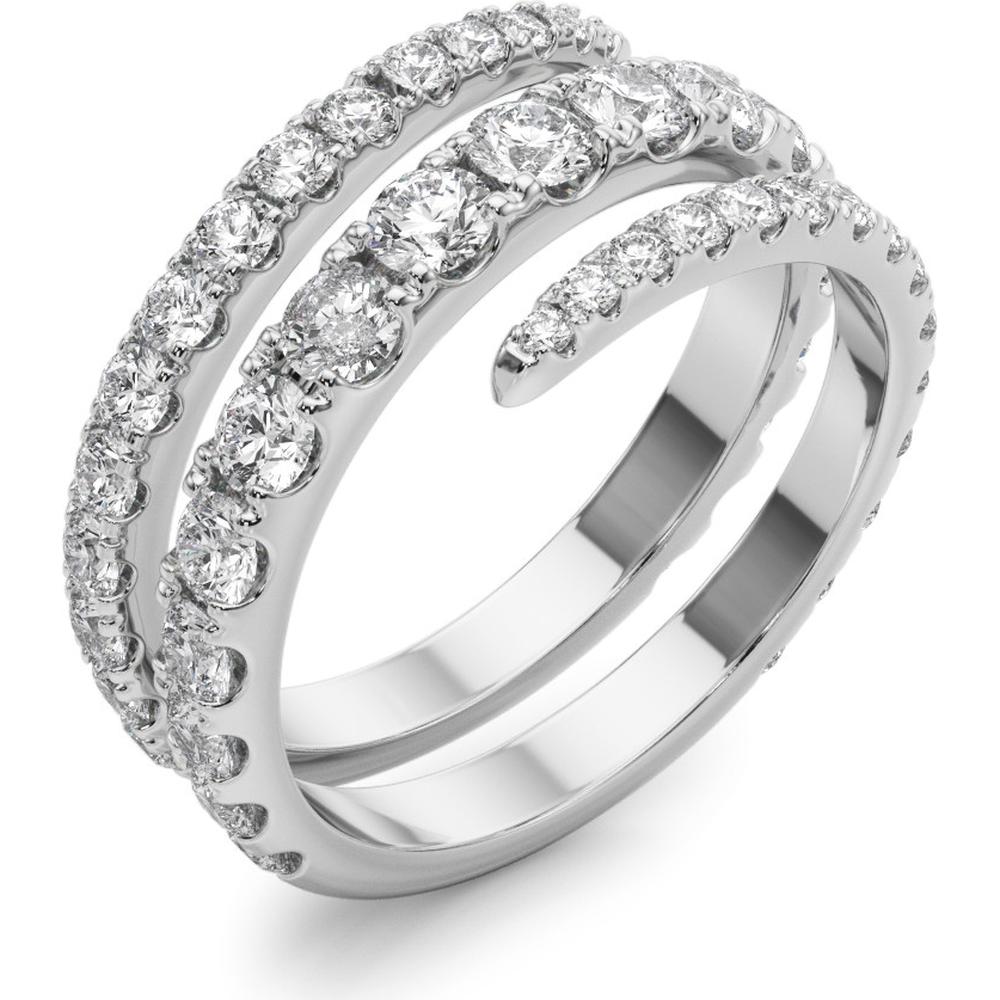 14K White Gold 1.50 Carat Lab Diamond Split Shank Swirl Band Ring - Size 6 by Robinson's Jewelers