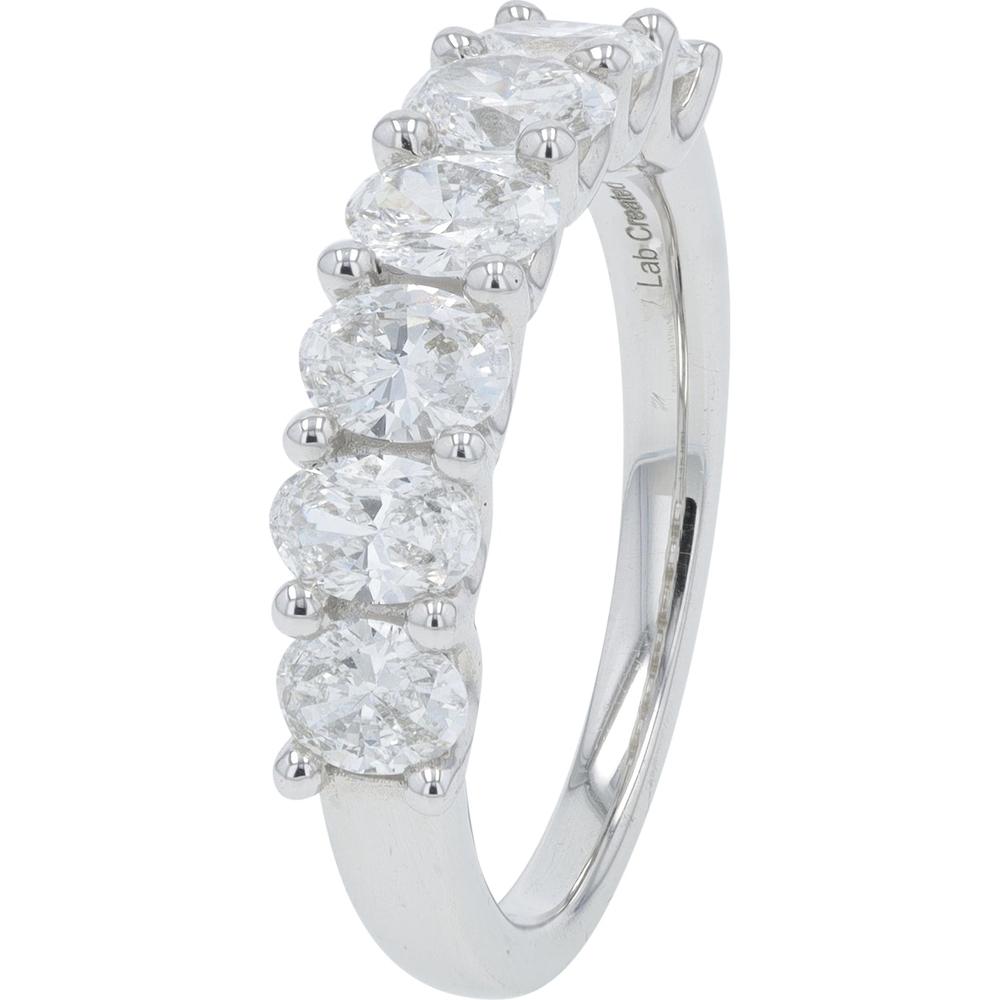 14K White Gold 1.50 Carat Lab Grown Diamond Band with Oval Diamonds