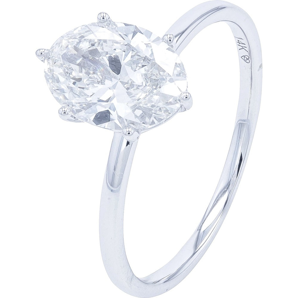 14K White Gold 1.50 Carat Oval Lab Grown Diamond Solitaire Engagement Ring
