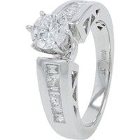 14K White Gold 1.50 Carat Total Diamond Bridal Set with Princess and Round Cut Diamonds