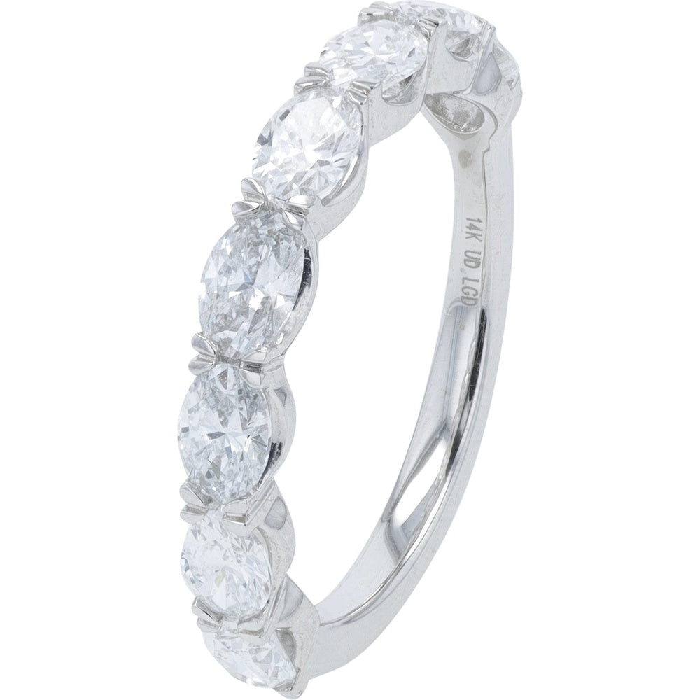 14K White Gold 1.50 Carat Total Weight Band with Prong-Set Oval Lab Grown Diamonds