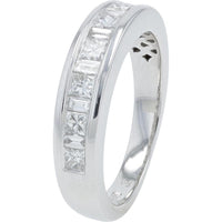 14K White Gold 1.50 Carat Total Weight Diamond Bridal Set with Round, Baguette, and Princess - Cut Diamonds