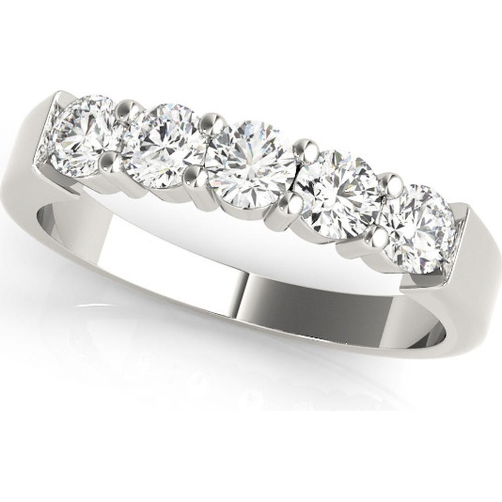 14K White Gold 1.50 Carat Total Weight Lab Diamond Prong Set Wedding Band Ring - Size 7 by Robinson's Jewelers