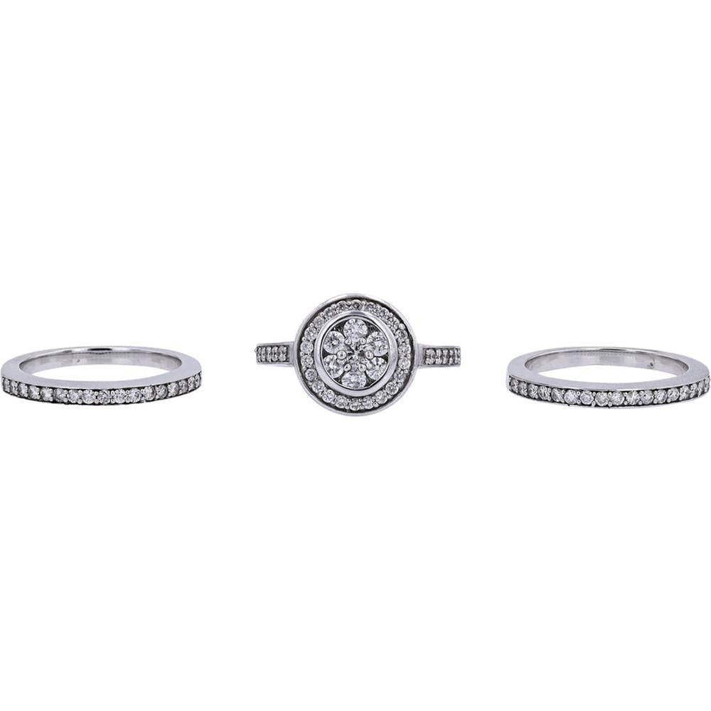 14K White Gold 1.50 Carat Weight Diamond Cluster Bridal Set - Symbol of Love and Elegance