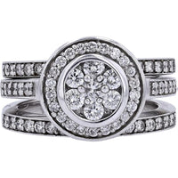 14K White Gold 1.50 Carat Weight Diamond Cluster Bridal Set - Symbol of Love and Elegance