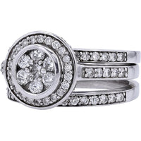 14K White Gold 1.50 Carat Weight Diamond Cluster Bridal Set - Symbol of Love and Elegance