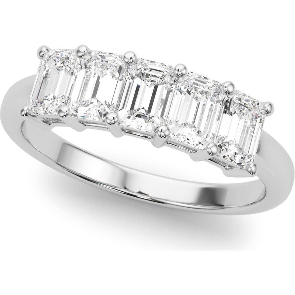 14K White Gold 1.50 Carats Lab Diamond 5 Stone Band - Ethical Elegance - Size 7 by Robinson's Jewelers