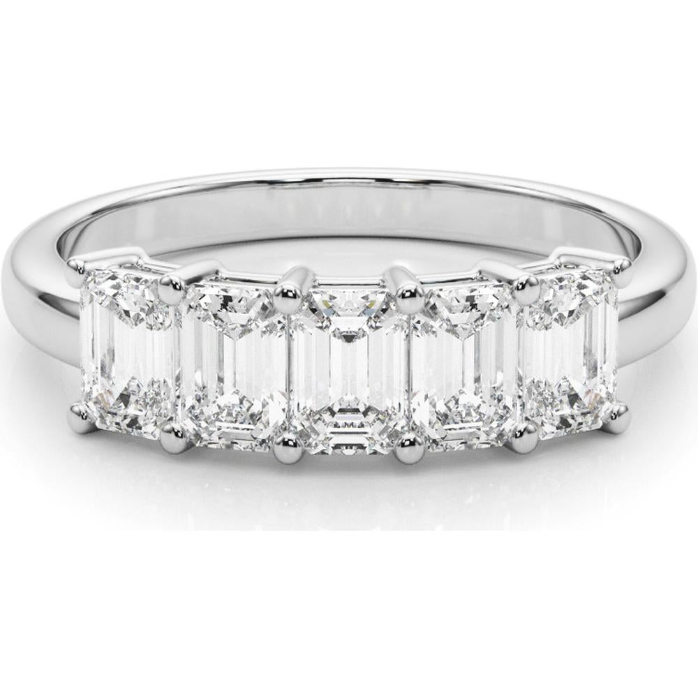 14K White Gold 1.50 Carats Lab Diamond 5 Stone Band - Ethical Elegance - Size 7 by Robinson's Jewelers