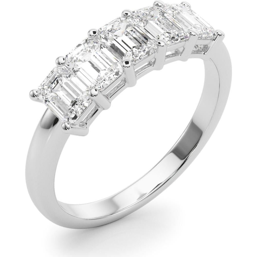 14K White Gold 1.50 Carats Lab Diamond 5 Stone Band - Ethical Elegance - Size 7 by Robinson's Jewelers