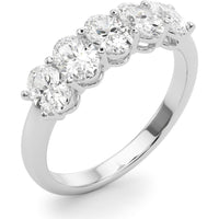 14K White Gold 1.50 Carats Lab Diamond 5 Stone Oval Band Ring - Size 7 by Robinson's Jewelers