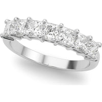 14K White Gold 1.50 Carats Lab Diamond 7 Stone Band Princess Cut Ring - Size 7 by Robinson's Jewelers
