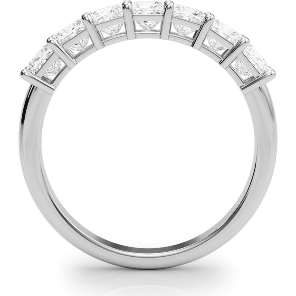 14K White Gold 1.50 Carats Lab Diamond 7 Stone Band Princess Cut Ring - Size 7 by Robinson's Jewelers