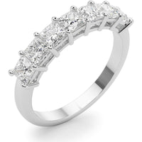 14K White Gold 1.50 Carats Lab Diamond 7 Stone Band Princess Cut Ring - Size 7 by Robinson's Jewelers