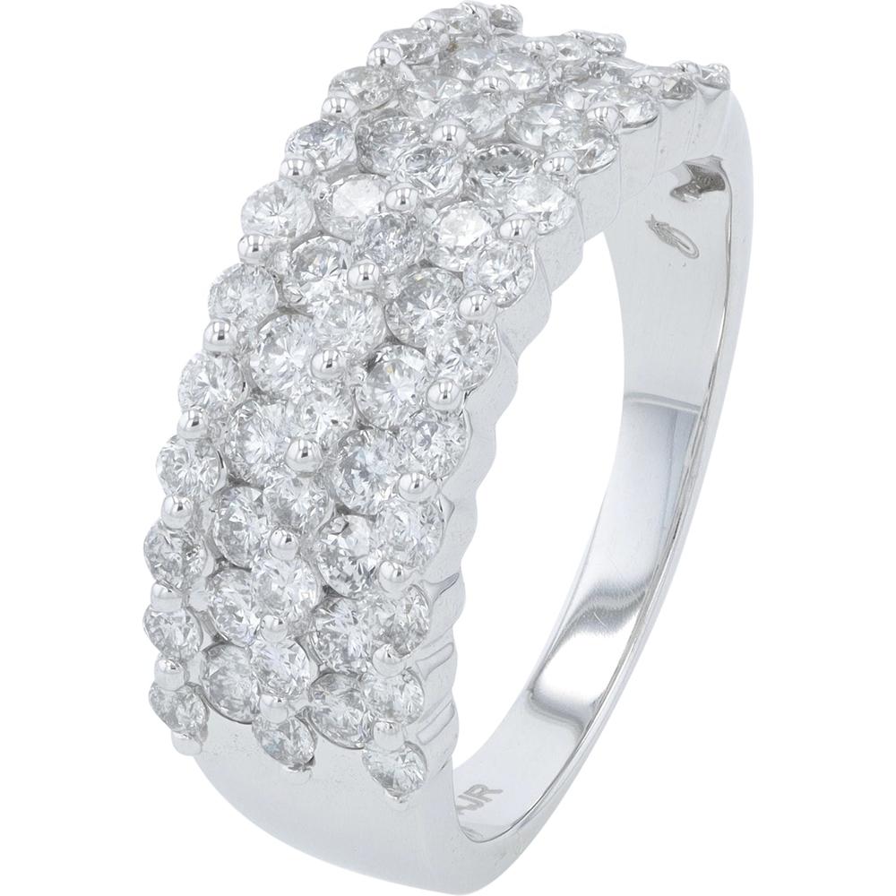 14K White Gold 1.50 Carats Total Carats Weight Three Row Diamond Ring