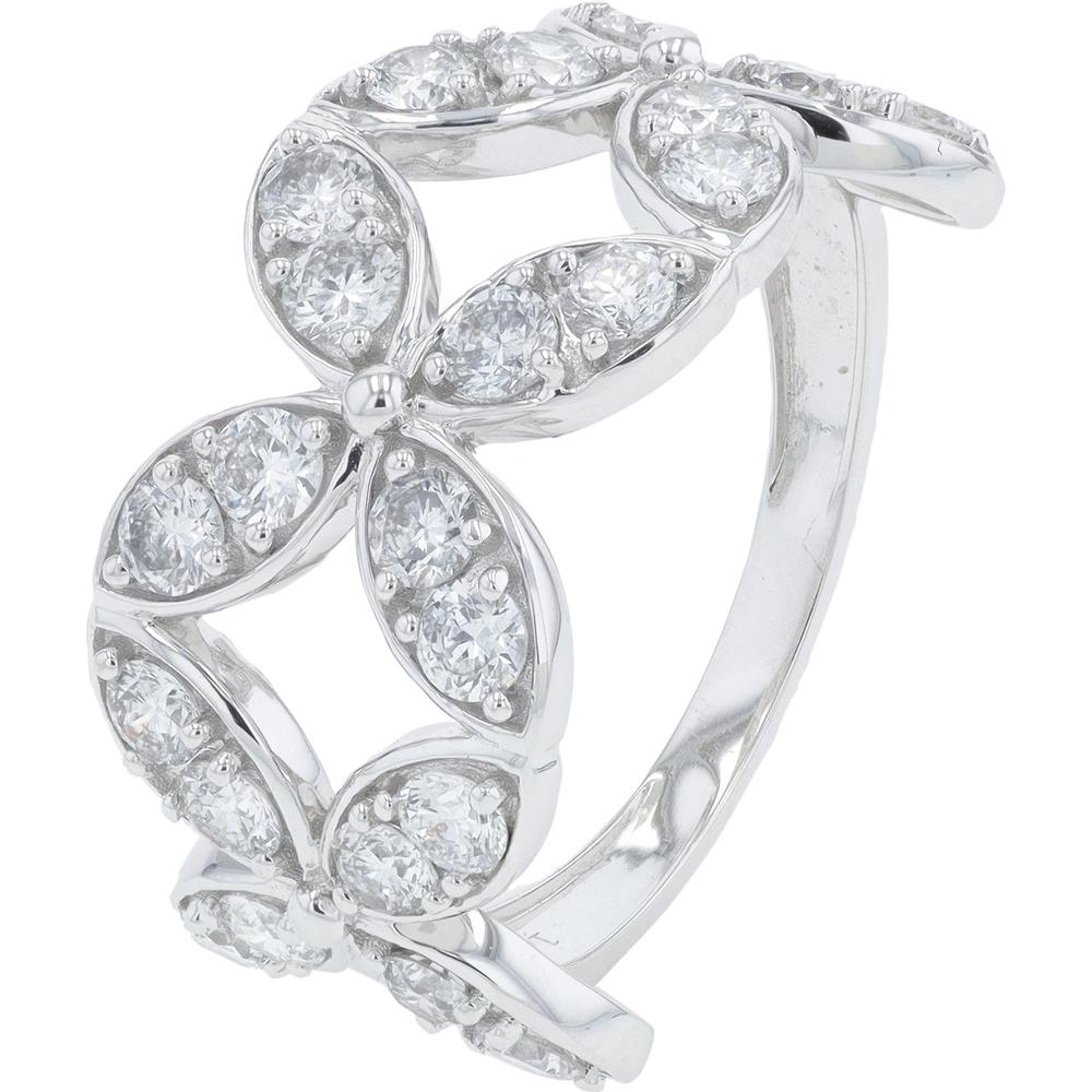 14K White Gold 1.50 Total Carat Weight Lab Grown Diamond Ring - Brilliant Floral Design