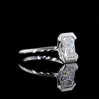 14K White Gold 1.52 Carats North-South Radiant Cut Lab Diamond Solitaire Ring with Half Bezel Setting and Side Accents - E-F VS1 IGI Certified - Covaloro Fine Jewelry