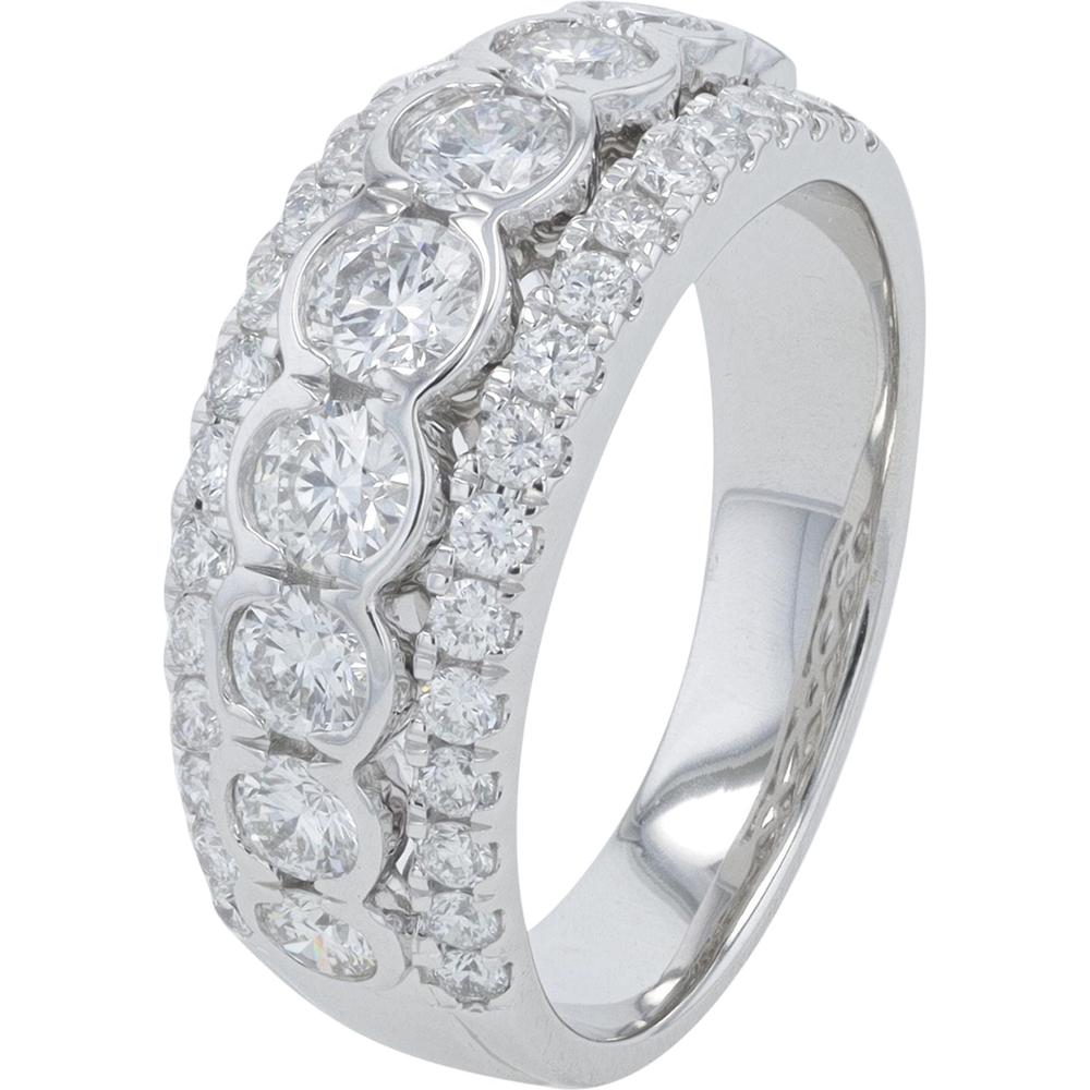 14K White Gold 1.53 Carat Lab Grown Diamond Ring - Prong Set Round Diamonds