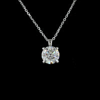 14K White Gold 1.53 Carat Round Solitaire Pendant with Brilliant Cut Lab Diamond - E-F Color VVS2 Clarity - Covaloro Fine Jewelry