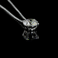 14K White Gold 1.53 Carat Round Solitaire Pendant with Brilliant Cut Lab Diamond - E-F Color VVS2 Clarity - Covaloro Fine Jewelry